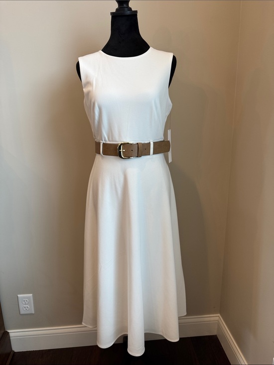 Calvin Klein Dresses & Skirts - Calvin Klein Classic Sleeveless A-Line Dress with Tan Belt sz 4 NWT